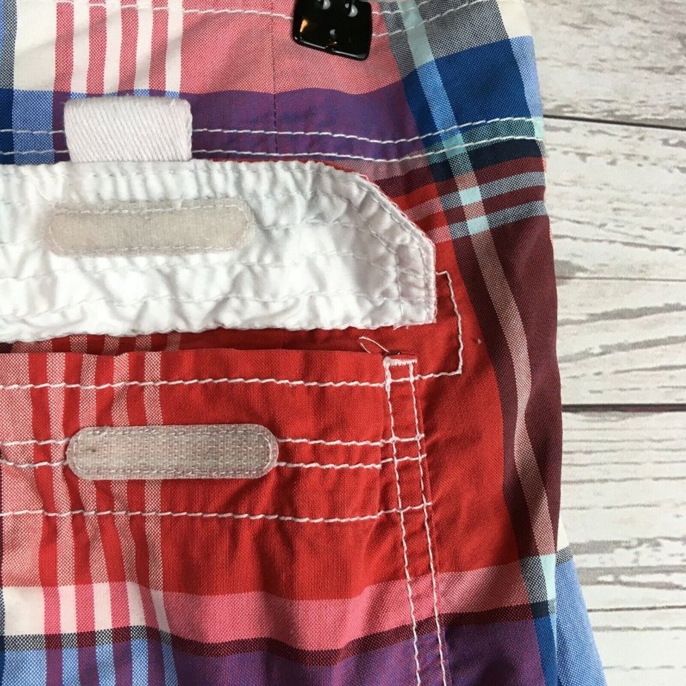 Abercrombie Fitch Mens Swim Shorts XS 29 to 30 Cotton Blend Rainbow Plaid Trunks - Picture 6 of 11